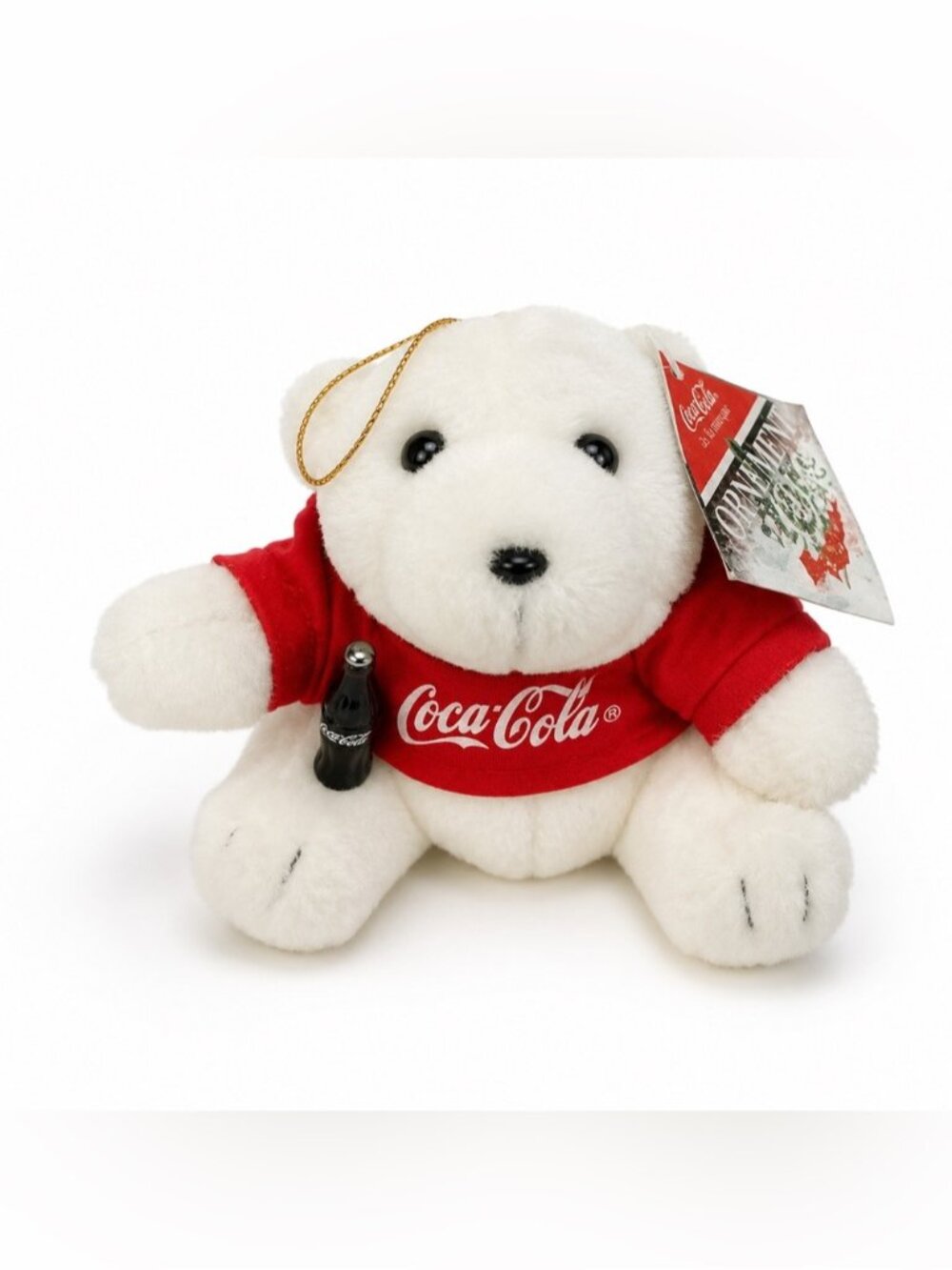 Vintage 1997 Coca Cola Christmas Polar Bear Plush Ornament